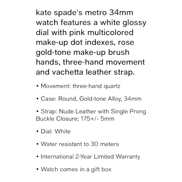 KATE SPADE NY ♠️ Color Splash Makeup Brush Hand Watch NWT NIB. - Picture 3 of 6